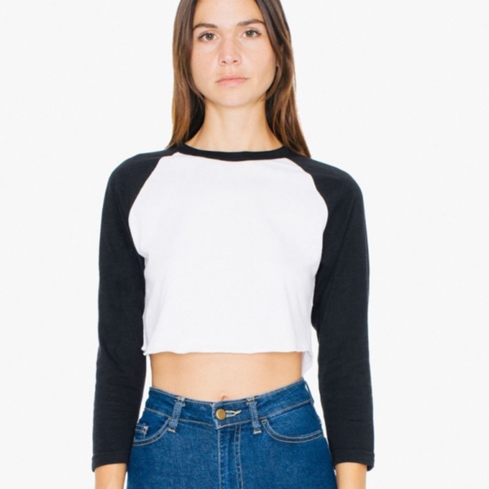 American Apparel Cropped Varsity Tee